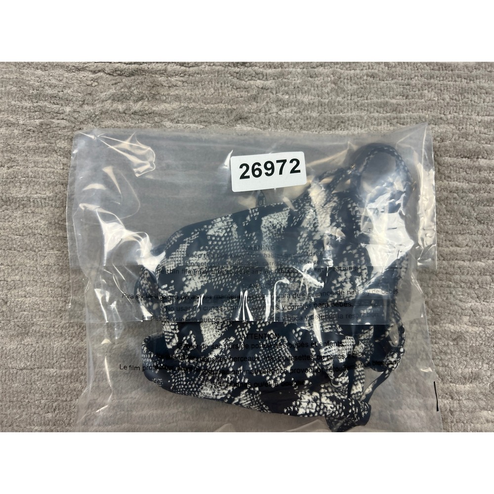 Ibiza Swimwear Bikini Top Womens Small Black White Snakeskin Strappy Caged Print - Picture 8 of 8